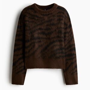 H&M - Brown/zebra print - SOFT-KNIT SWEATER - Size S